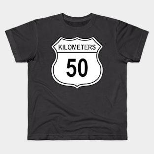 50 Kilometer US Highway Sign Kids T-Shirt